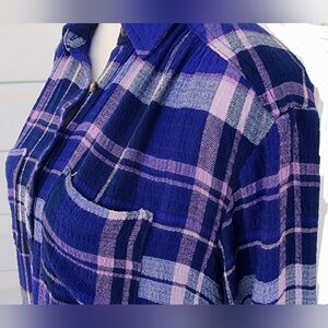 Pilcro For Anthro Blue and Pink Purple Shades Plaid Viscose Shirt!!!